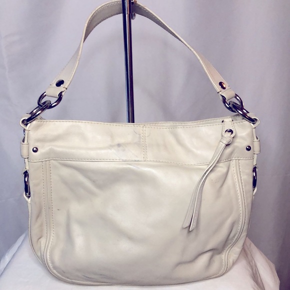 COACH Zoe Ivory colored genuine leather hobo style handbag. Silver hardware. - Picture 4 of 16